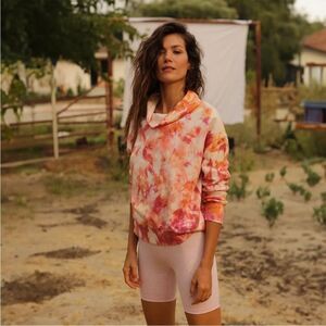 Women's Tie-Dye Sweatshirt - Orange and Pink